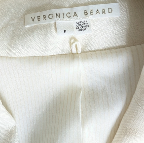 NWOT NEW Veronica Beard Size 6 Beacon White Linen Dickey Jacket Blazer Ruched - Picture 6 of 12